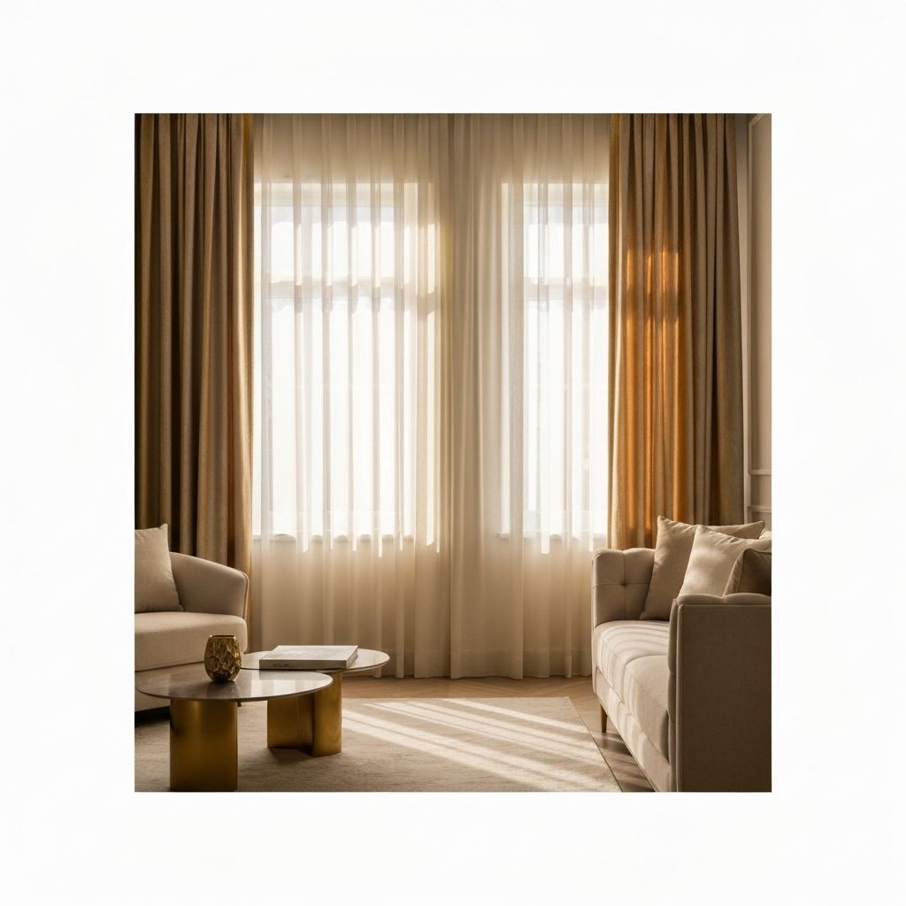 Luxury living room with premium curtains